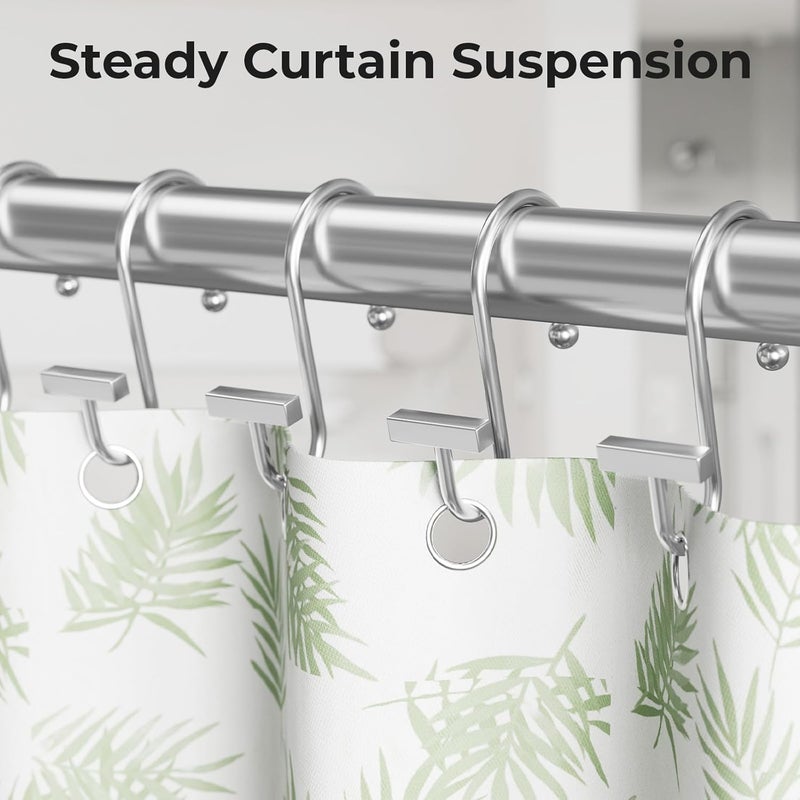 Bathway Shower Curtain Hooks, Chrome Shower Curtain Rings Rust Proof, 12PCS Shower Hooks for Shower Curtain, T-Bar Design Convenient Elegant Shower Curtain Hangers for Bathroom Kitchen Wardrobe - Image 5